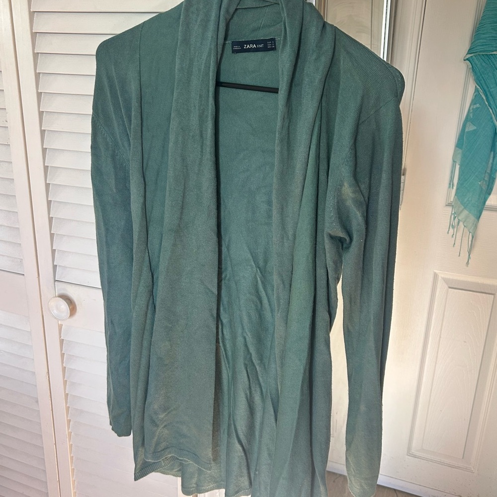 Zara Knit Seafoam Green Open Cardigan